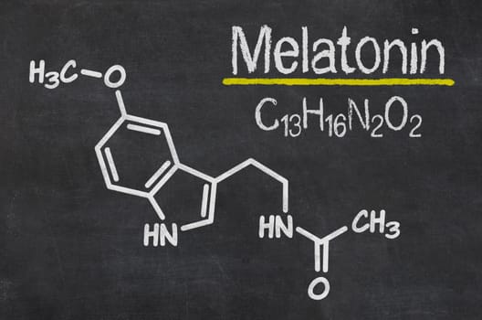 Slate with the chemical formula of melatonin