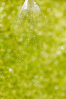 fine water jet with a green background