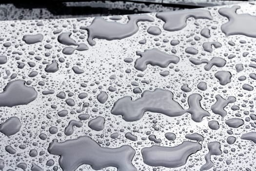 Rain puddles on the car