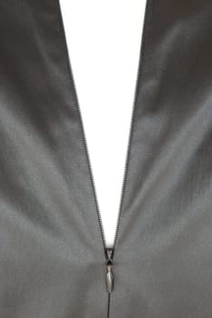 A close up shot of a zipper on a satin dress