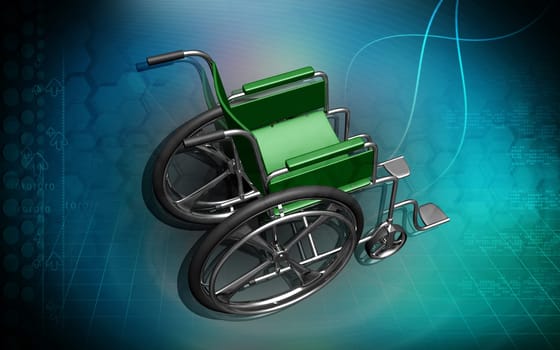 Digital Illustration of wheel chair in colour background