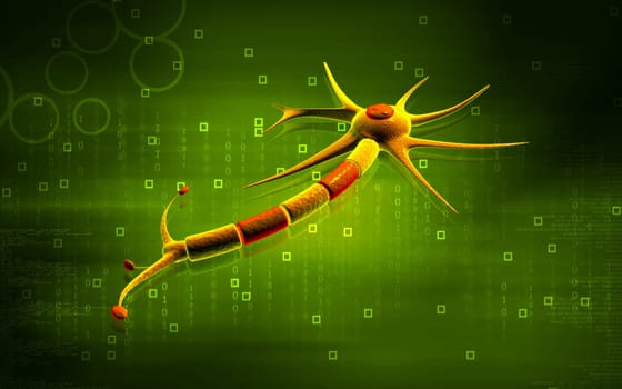 Digital illustration of neuron in colour background