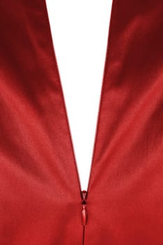 A close up shot of a zipper on a satin dress