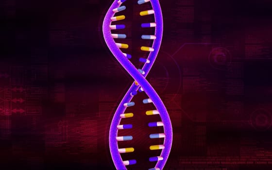 Digital illustration DNA structure in colour background