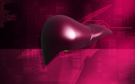 Digital illustration of liver in colour background