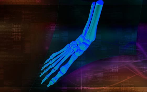 Digital illustration of hand bone in colour background