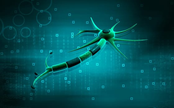Digital illustration of neuron in colour background
