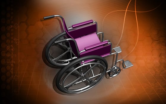 Digital Illustration of wheel chair in colour background