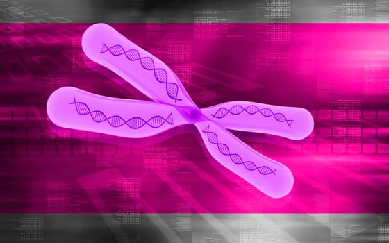 Digital illustration of chromosome in colour background