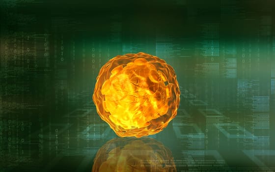 Digital illustration of Polio virus in colour background