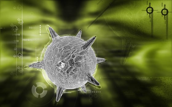Digital illustration of herpes virus in colour background