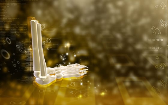 Digital illustration of Leg bone in colour background