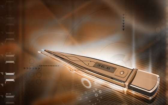 Digital illustration of thermometer in colour background