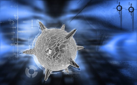 Digital illustration of herpes virus in colour background