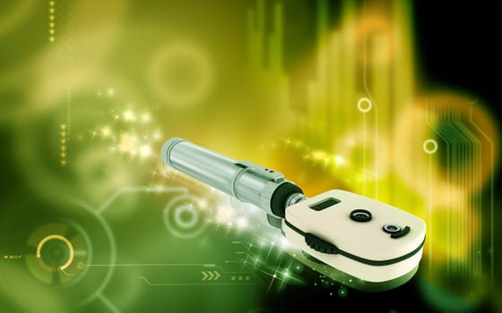 Digital illustration of ophthalmoscope in colour background