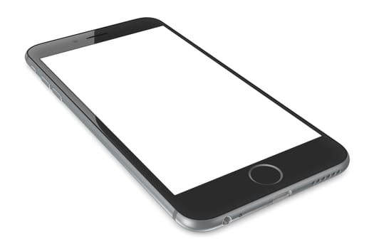 new Smartphone with blank screen on white background.