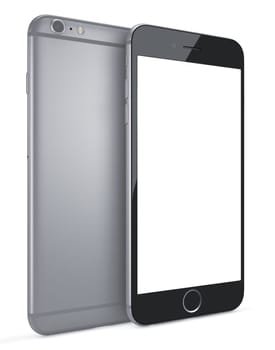 new Smartphone with blank screen on white background.