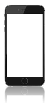 new Smartphone with blank screen on white background