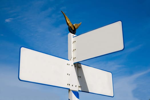 Empty traditional Dutch direction post .
