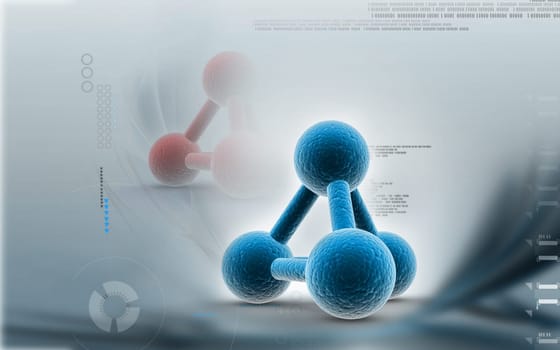 Digital illustration of molecules in colour background