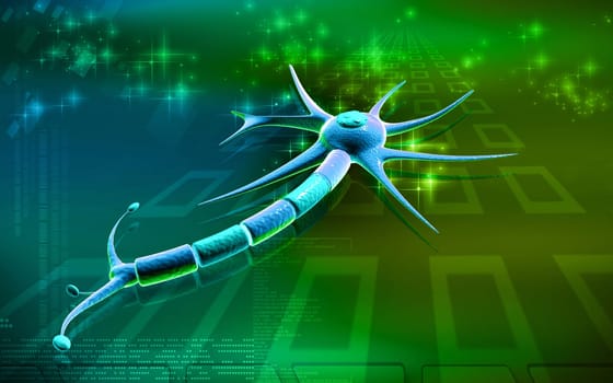 Digital illustration of neuron in colour background