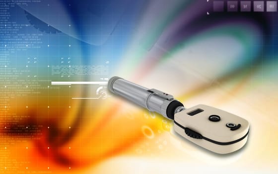 Digital illustration of ophthalmoscope in colour background