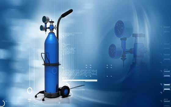 Digital illustration of oxygen cylinder in colour background