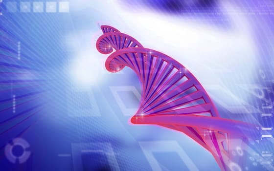 Digital illustration DNA structure in colour background