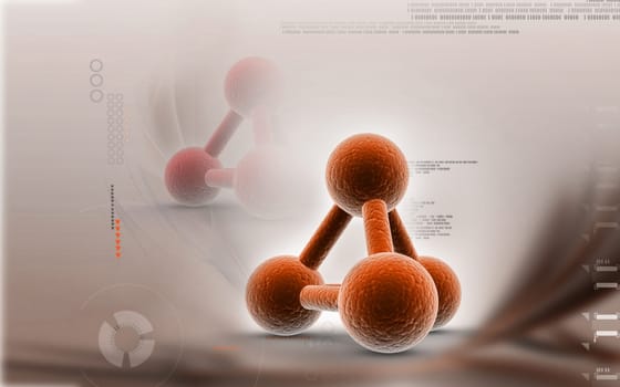 Digital illustration of molecules in colour background