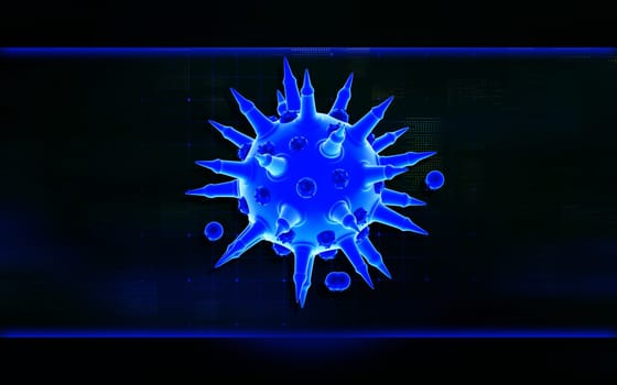 Digital illustration of Flu virus in colour background