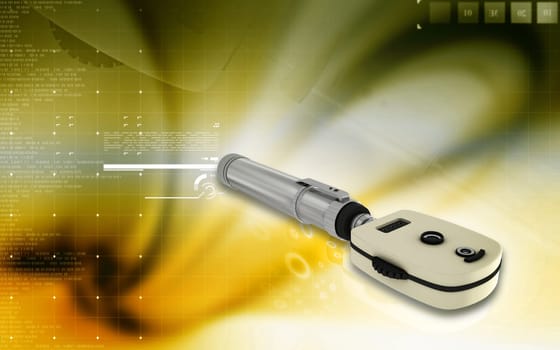 Digital illustration of ophthalmoscope in colour background