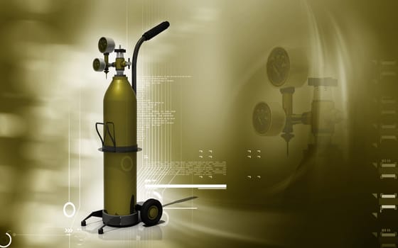 Digital illustration of oxygen cylinder in colour background