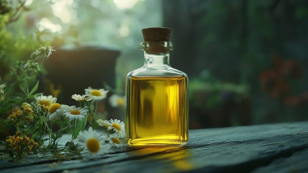 medicinal herbs in a small bottle, Generative AI, nature