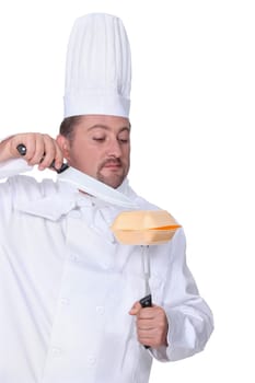 Chef with a takeaway box