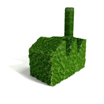 Small green industrial building made of grass