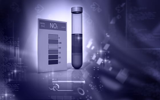 Digital illustration of nitrite test in colour background
