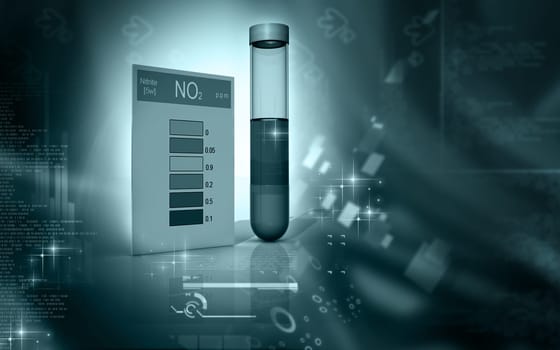 Digital illustration of nitrite test in colour background
