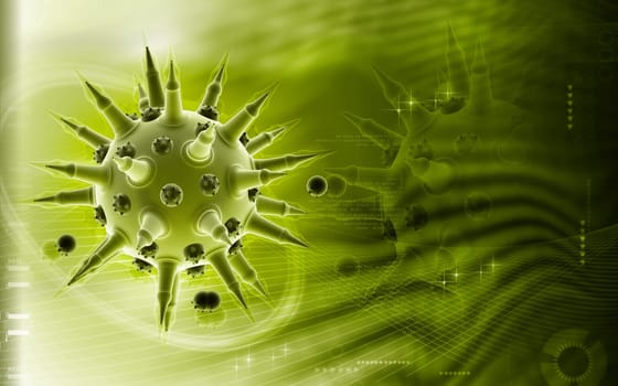 Digital illustration of Flu virus in colour background