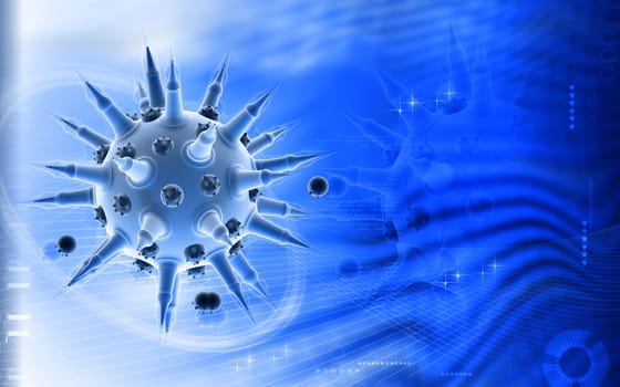 Digital illustration of Flu virus in colour background