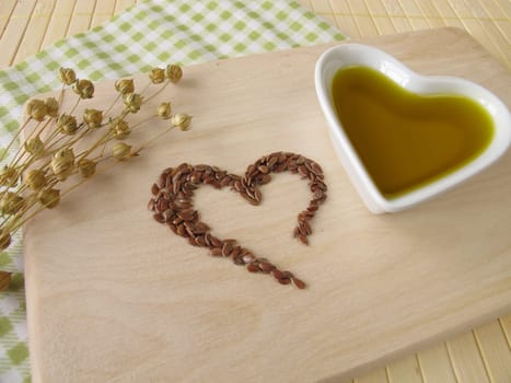 A heart of flaxseed and flaxseed oil