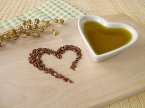 A heart of flaxseed and flaxseed oil