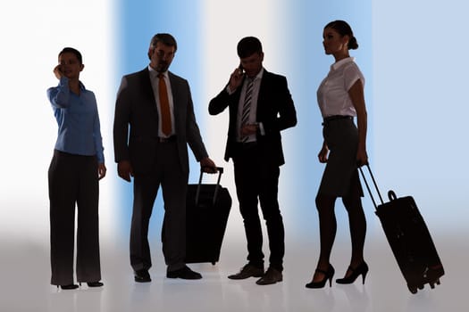 Group Of Businesspeople Ready For Business Travel With Luggage