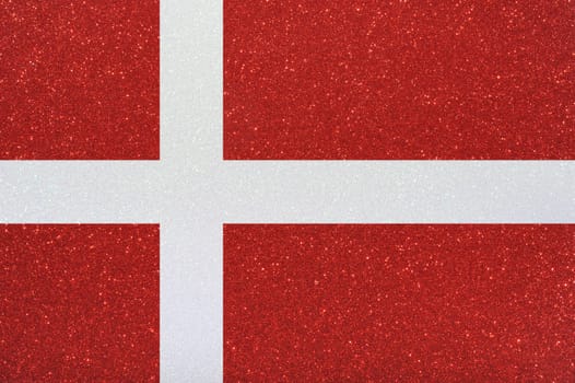 The flag of Denmark in sparkling glitter material