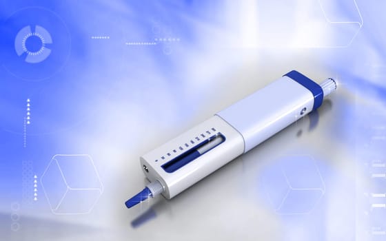 Digital illustration of insulin pen in colour background