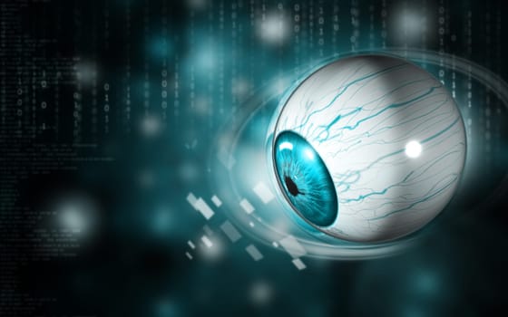 Digital illustration of eye in colour background
