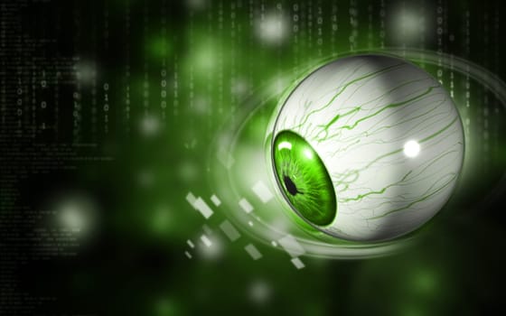 Digital illustration of eye in colour background
