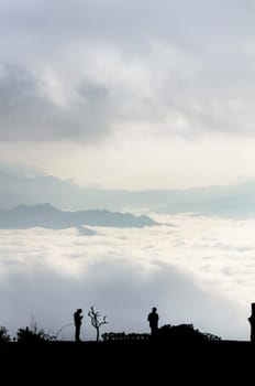 Landscape of cloud above cordillera in the morning from high mountain at viewpoint Huai Nam Dang national park, Chiang Mai and Mae Hong Son province, Thailand