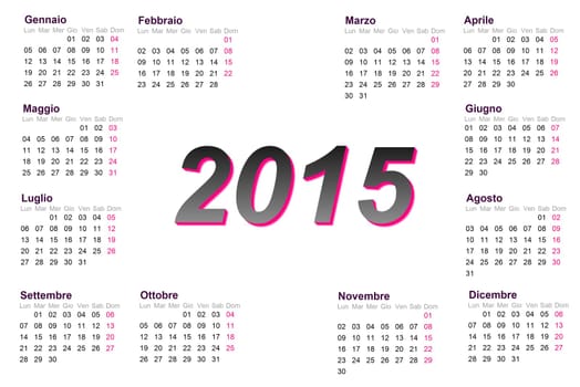 European italian 2015 year calendar with week starting from monday