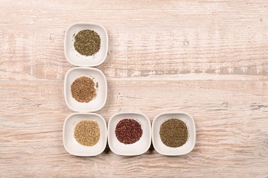Tea assortment on an old rustic wooden background