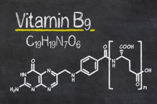 Slate with the chemical formula of vitamin B9